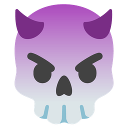skull and angry face with horns