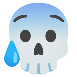 skull and anxious face with sweat