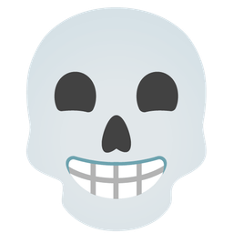Skull and Beaming face with smiling eyes
