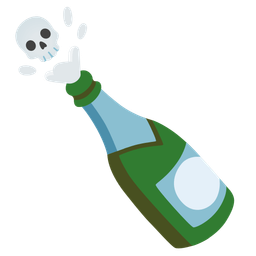 skull and bottle with popping cork