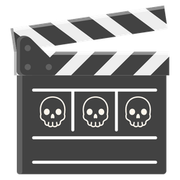 skull and clapper board