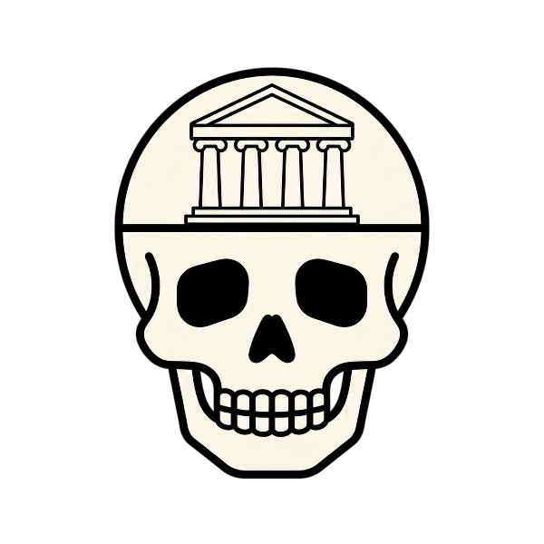 Skull and Classical building