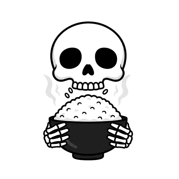 Skull and Cooked rice
