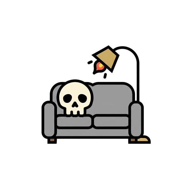 Skull and Couch and lamp