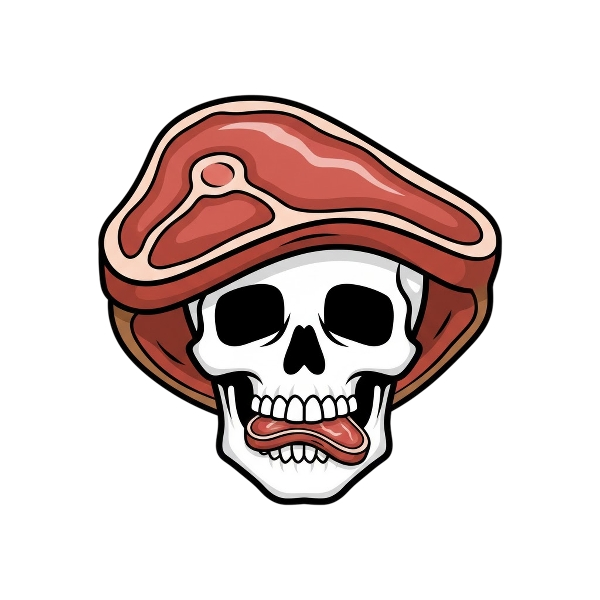 Skull and Cut of meat