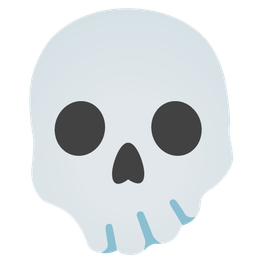 skull and face with diagonal mouth