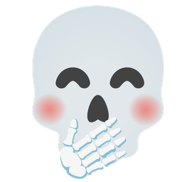 skull and face with hand over mouth