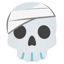 skull and face with head-bandage
