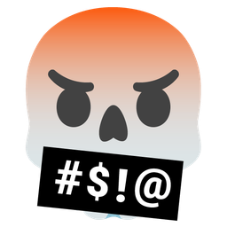 skull and face with symbols on mouth