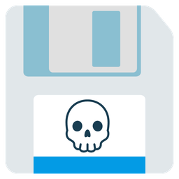 skull and floppy disk