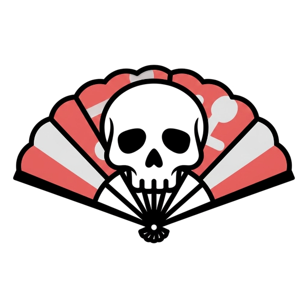 Skull and Folding hand fan