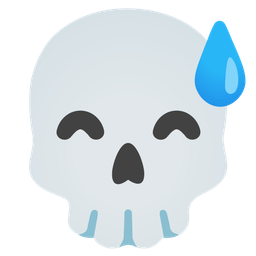 Skull and Grinning face with sweat