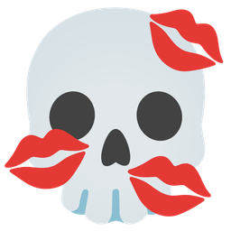 skull and kiss mark