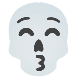 Skull and Kissing face with closed eyes