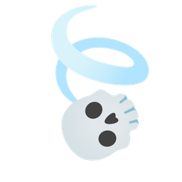 skull and leaf fluttering in wind