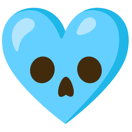 Skull and Light blue heart