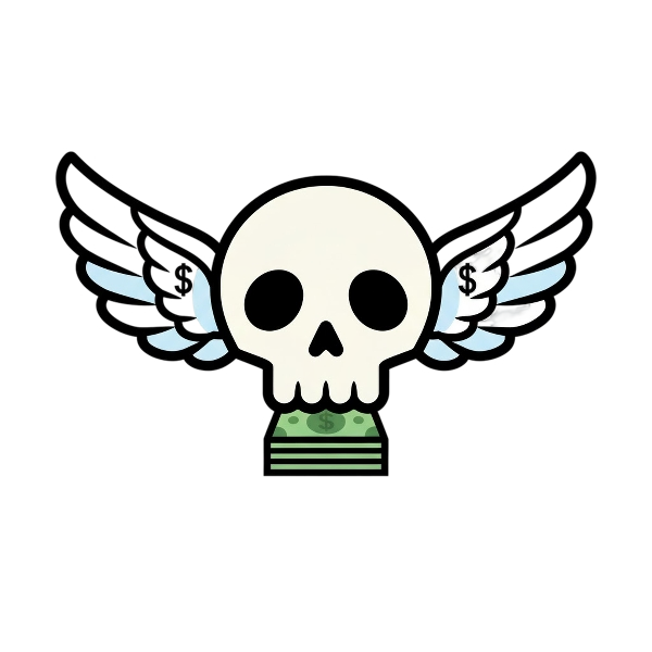 Skull and Money with wings