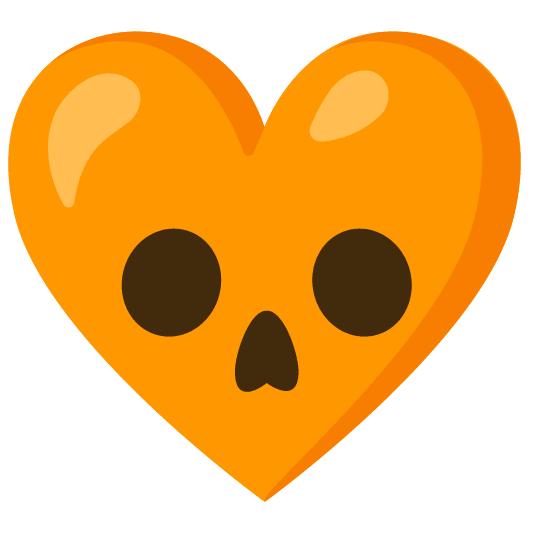 Skull and Orange heart