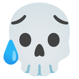 skull and sad but relieved face