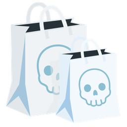skull and shopping bags