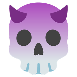 skull and smiling face with horns