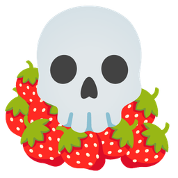 skull and strawberry