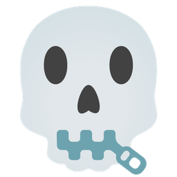 skull and zipper-mouth face