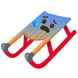 sled and anxious face with sweat