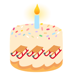 sled and birthday cake