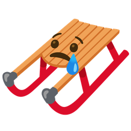 sled and crying face