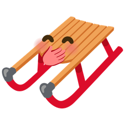 sled and face with hand over mouth