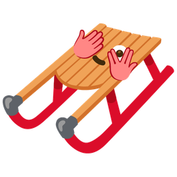 sled and face with peeking eye