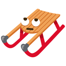 sled and face with rolling eyes