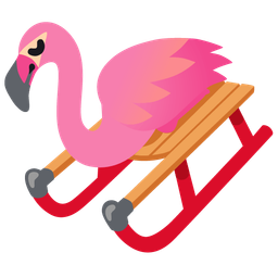 sled and flamingo