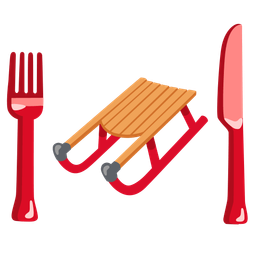 sled and fork and knife with plate
