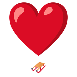 sled and heart exclamation