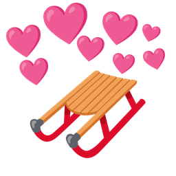 sled and heart with arrow