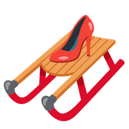 sled and high-heeled shoe