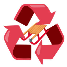 sled and recycling symbol