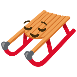 sled and relieved face