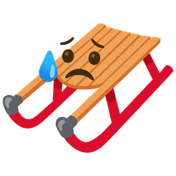 sled and sad but relieved face