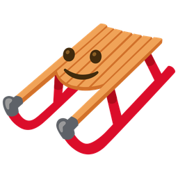 Sled and Slightly smiling face