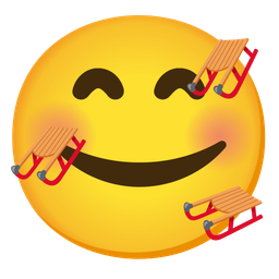 Sled and Smiling face with hearts