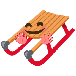 Sled and Smiling face with open hands