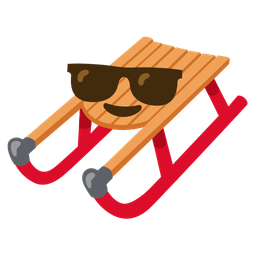 sled and smiling face with sunglasses