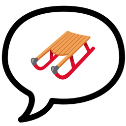sled and speech balloon