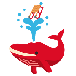 sled and spouting whale