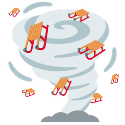 sled and tornado
