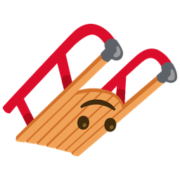 Sled and Upside-down face