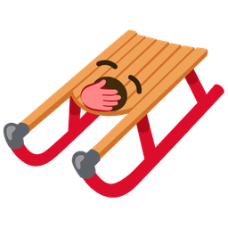 sled and yawning face